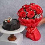 Red Roses with Cake Standard