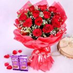 Lovely Roses Bouquet with Chocolate Combo