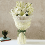 Serene White Oriental Lilies Bouquet