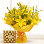 Bouquet of Yellow Lilies & Chocolates