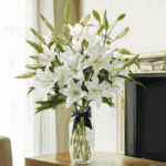 White Lilies in a Glass Vase