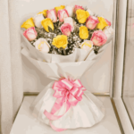 Bouquet of Pink, Yellow & White Roses
