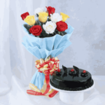 Truffle Cake & Mixed Roses