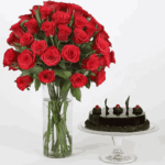 50 Red Roses & Truffle Cake Combo