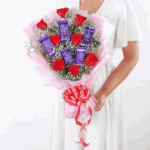 Red Roses Bouquet & Dairy Milk Chocolates-