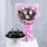 Pretty In Pink Bouquet & Truffle Cake Combo
