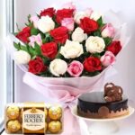 Mix Roses Bouquets, Cake & Chocolate