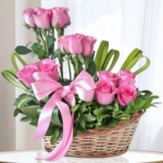 Pink Roses in a Basket