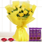 Yellow Roses Bouquet With Chocolates