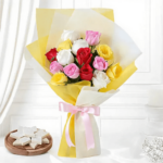 Mixed Rose Bouquet with Kaju Katli